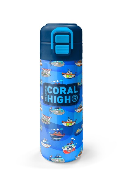 Coral High Kids Lacivert Mavi Gemi Desenli Pipetli ve Direkt İçim Çelik Termos 500 ml 31973 - 4