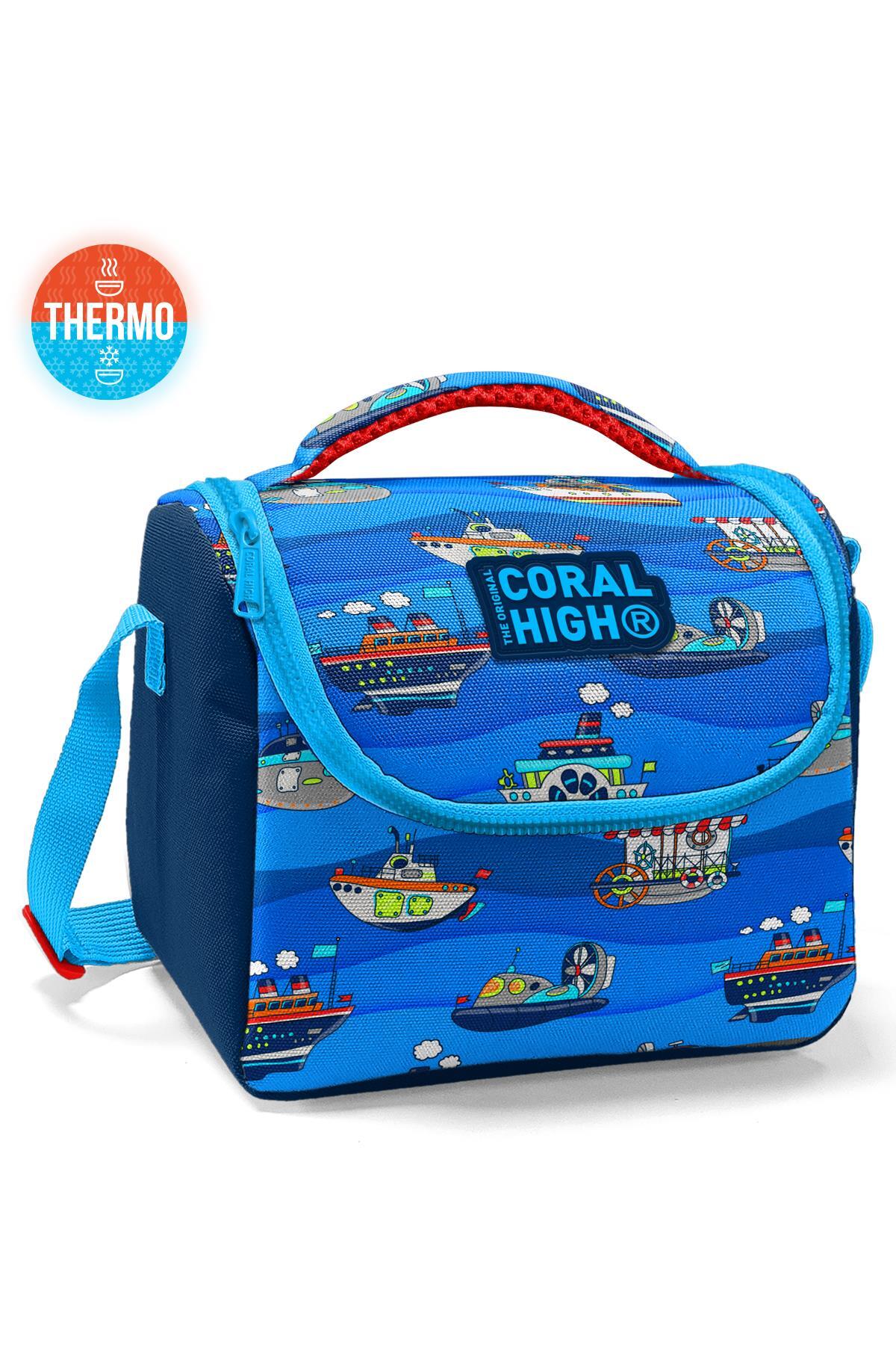 Coral High Kids Lacivert Mavi Gemi Desenli Thermo Beslenme Çantası 11829