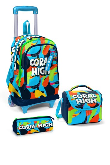 Coral High Kids Lacivert Mavi Graffiti Desenli 3’lü Okul Çanta Seti SET0123977 - Coral High