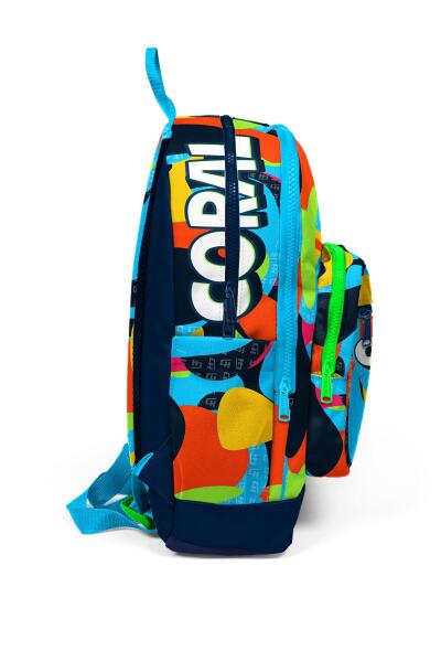Coral High Kids Lacivert Mavi Graffiti Desenli Dört Bölmeli Okul Sırt Çantası 23777 - 4