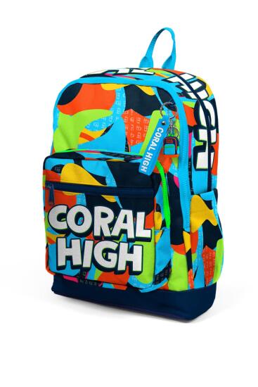 Coral High Kids Lacivert Mavi Graffiti Desenli Dört Bölmeli Okul Sırt Çantası 23777 - 6