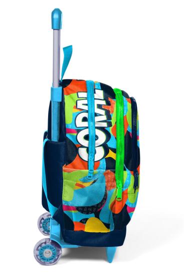 Coral High Kids Lacivert Mavi Graffiti Desenli Üç Bölmeli Çekçekli Okul Sırt Çantası 23977 - 7