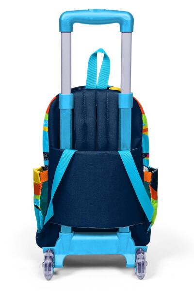 Coral High Kids Lacivert Mavi Graffiti Desenli Üç Bölmeli Çekçekli Okul Sırt Çantası 23977 - 2