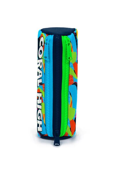 Coral High Kids Lacivert Mavi Graffiti Desenli Üç Bölmeli Kalem Çantası 22093 - 2