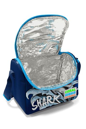 Coral High Kids Lacivert Mavi Köpek Balığı Desenli Thermo Beslenme Çantası 11722 - 4