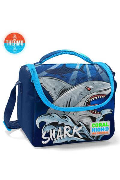 Coral High Kids Lacivert Mavi Köpek Balığı Desenli Thermo Beslenme Çantası 11722 - 1
