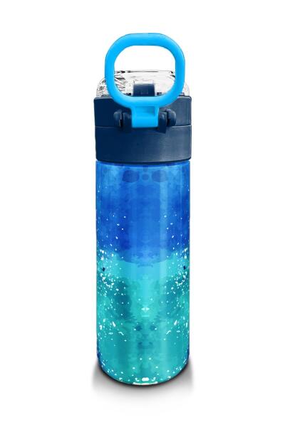Coral High Kids Lacivert Mavi Kurt Desenli Pipetli ve Direkt İçim Çelik Termos 500 ml 31945 - 3