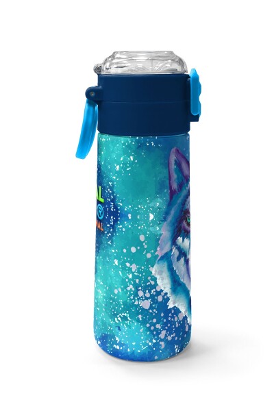 Coral High Kids Lacivert Mavi Kurt Desenli Pipetli ve Direkt İçim Çelik Termos 500 ml 31945 - 2