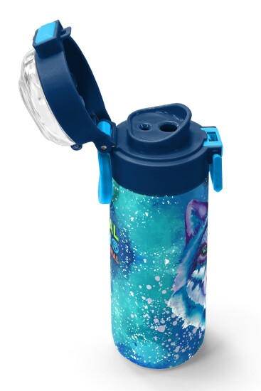 Coral High Kids Lacivert Mavi Kurt Desenli Pipetli ve Direkt İçim Çelik Termos 500 ml 31945 - 6