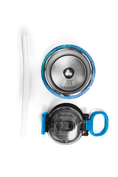 Coral High Kids Lacivert Mavi Kurt Desenli Pipetli ve Direkt İçim Çelik Termos 500 ml 31945 - 7