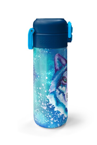 Coral High Kids Lacivert Mavi Kurt Desenli Pipetli ve Direkt İçim Çelik Termos 500 ml 31945 - 5