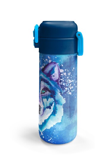 Coral High Kids Lacivert Mavi Kurt Desenli Pipetli ve Direkt İçim Çelik Termos 500 ml 31945 - 6