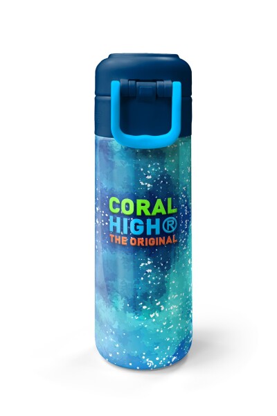 Coral High Kids Lacivert Mavi Kurt Desenli Pipetli ve Direkt İçim Çelik Termos 500 ml 31945 - 7