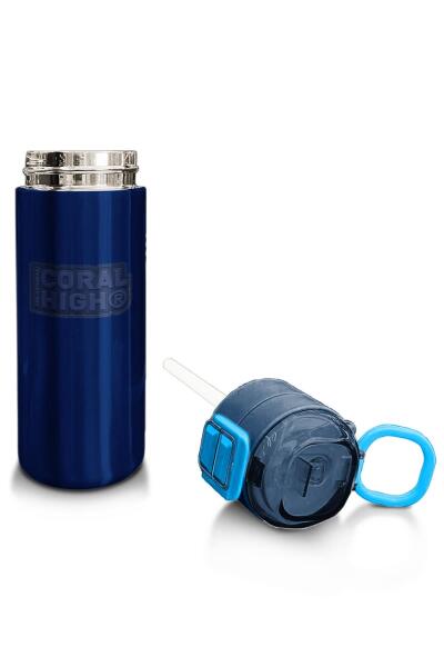 Coral High Kids Lacivert Mavi Pipetli ve Direkt İçim Çelik Termos 500 ml 31828 - 4