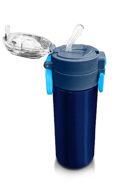 Coral High Kids Lacivert Mavi Pipetli ve Direkt İçim Çelik Termos 500 ml 31828 - 5
