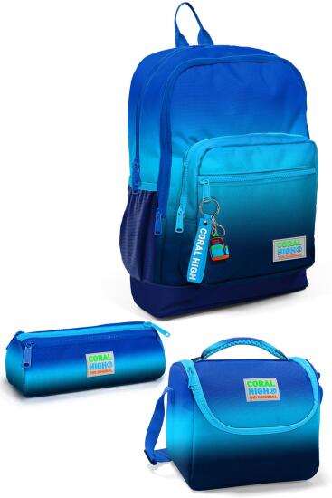 Coral High Kids Lacivert Mavi Renk Geçişli 3’lü Okul Çanta Seti SET0123745 