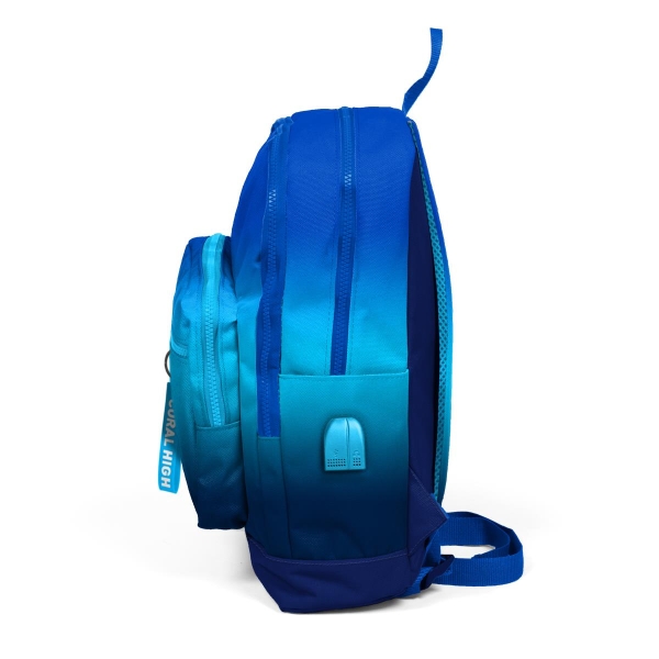 Coral High Kids Lacivert Mavi Renk Geçişli Dört Bölmeli USB'li Okul Sırt Çantası 23845 - 2