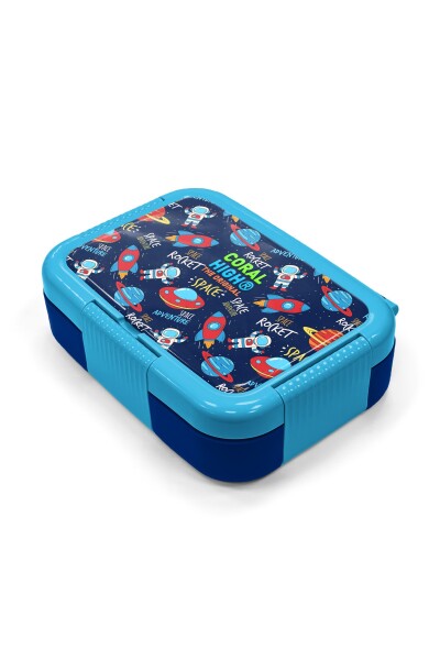 Coral High Kids Lacivert Mavi Uzay Desenli Paslanmaz Çelik Beslenme Kabı 39221 - 2