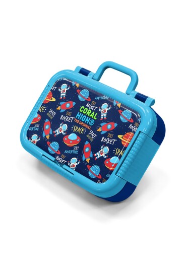 Coral High Kids Lacivert Mavi Uzay Desenli Paslanmaz Çelik Beslenme Kabı 39221 - Coral High