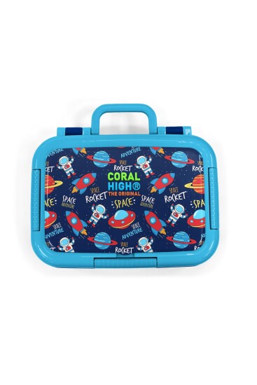 Coral High Kids Lacivert Mavi Uzay Desenli Paslanmaz Çelik Beslenme Kabı 39221 - 5