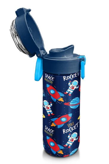 Coral High Kids Lacivert Mavi Uzay Desenli Pipetli ve Direkt İçim Çelik Termos 500 ml 31917 - 6