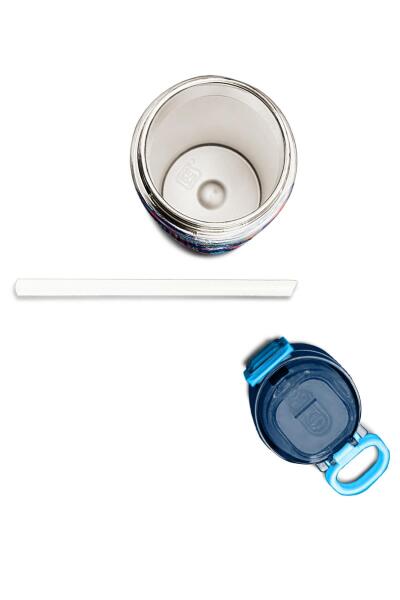 Coral High Kids Lacivert Mavi Uzay Desenli Pipetli ve Direkt İçim Çelik Termos 500 ml 31917 - 7