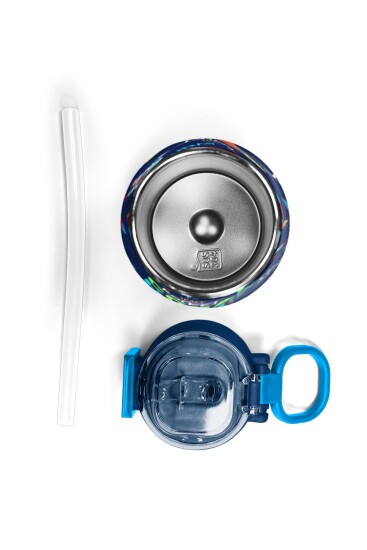Coral High Kids Lacivert Mavi Uzay Desenli Pipetli ve Direkt İçim Çelik Termos 500 ml 31917 - 7