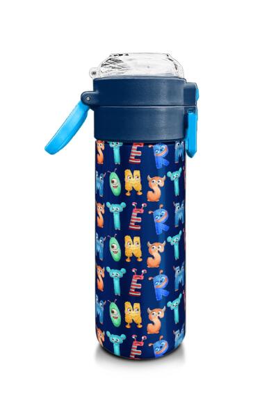 Coral High Kids Lacivert Neon Sarı Desenli Pipetli ve Direkt İçim Çelik Termos 500 ml 31935 - 2