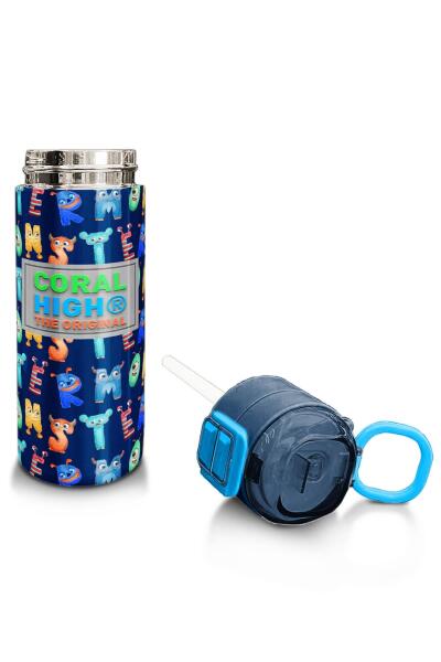 Coral High Kids Lacivert Neon Sarı Desenli Pipetli ve Direkt İçim Çelik Termos 500 ml 31935 - 4