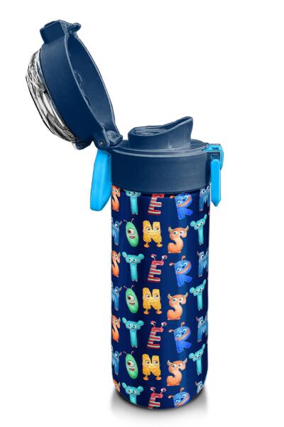 Coral High Kids Lacivert Neon Sarı Desenli Pipetli ve Direkt İçim Çelik Termos 500 ml 31935 - 6