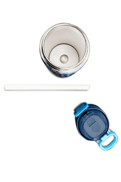 Coral High Kids Lacivert Neon Sarı Desenli Pipetli ve Direkt İçim Çelik Termos 500 ml 31935 - 7