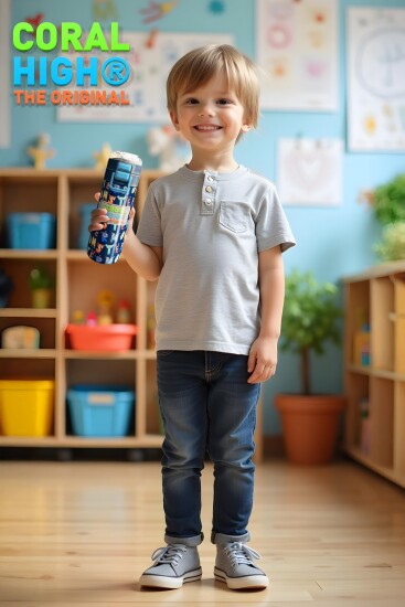 Coral High Kids Lacivert Neon Sarı Desenli Pipetli ve Direkt İçim Çelik Termos 500 ml 31935 - 2