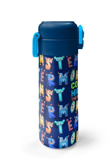 Coral High Kids Lacivert Neon Sarı Desenli Pipetli ve Direkt İçim Çelik Termos 500 ml 31935 - 6