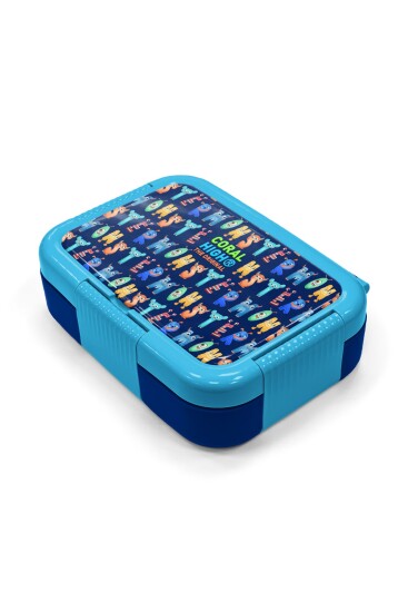 Coral High Kids Lacivert Neon Sarı Monster Desenli Paslanmaz Çelik Beslenme Kabı 39242 - 2