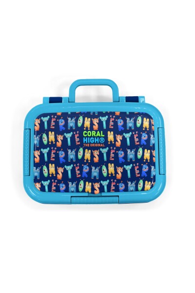 Coral High Kids Lacivert Neon Sarı Monster Desenli Paslanmaz Çelik Beslenme Kabı 39242 - 5