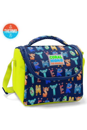 Coral High Kids Lacivert Neon Sarı Monster Desenli Thermo Beslenme Çantası 11726 - Coral High KIDS