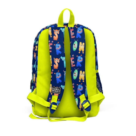 Coral High Kids Lacivert Neon Sarı Monster Desenli USB'li 2'li Okul Çanta Seti SET0123826 - 5