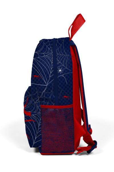 Minik Yuva Sırt Çantası Lacivert Kırmızı Örümcek Desenli İki Bölmeli 23520 - 6