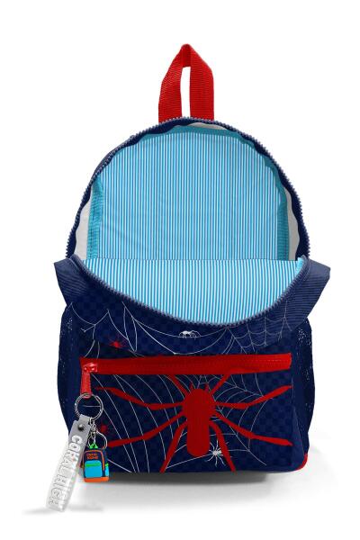 Minik Yuva Sırt Çantası Lacivert Kırmızı Örümcek Desenli İki Bölmeli 23520 - 3