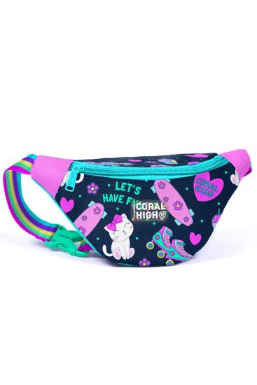 Coral High Kids Lacivert Pembe Kedili Paten Desenli Bel Çantası 11534 - Coral High KIDS