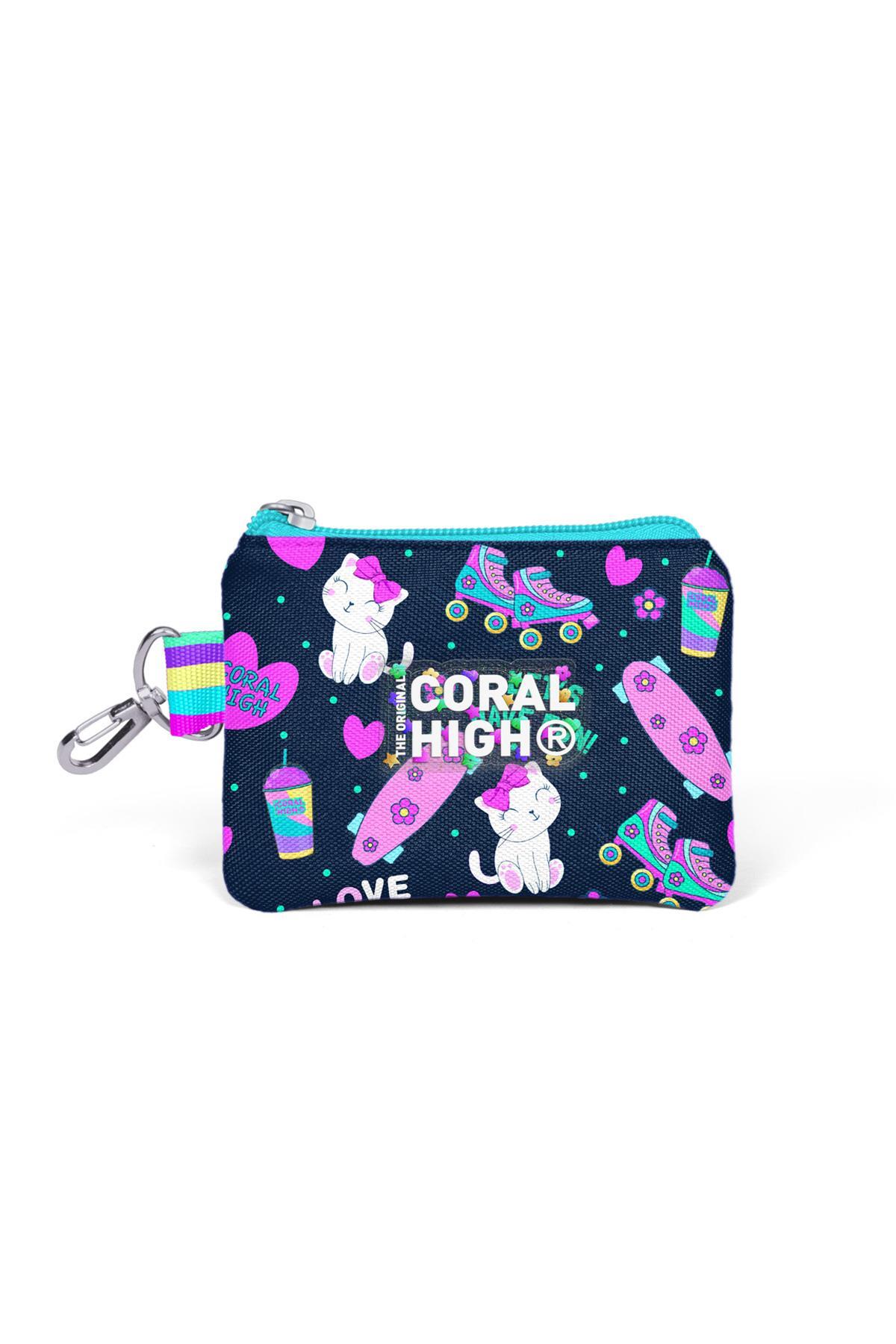 Coral High Kids Lacivert Pembe Kedili Paten Desenli Bozuk Para Çantası 21917