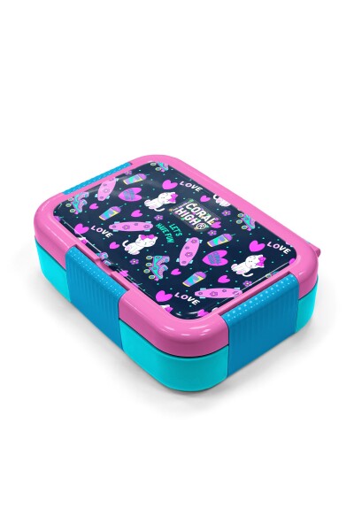 Coral High Kids Lacivert Pembe Kedili Paten Desenli Paslanmaz Çelik Beslenme Kabı 39311 - 2