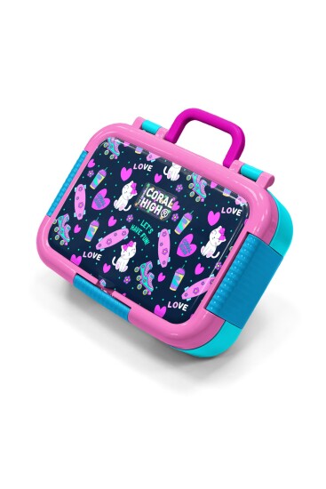 Coral High Kids Lacivert Pembe Kedili Paten Desenli Paslanmaz Çelik Beslenme Kabı 39311 - 1