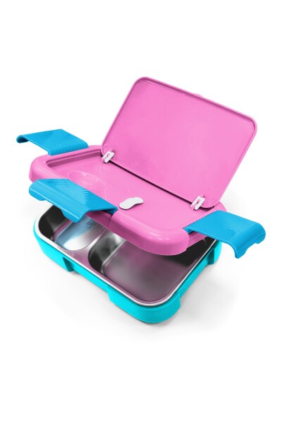 Coral High Kids Lacivert Pembe Kedili Paten Desenli Paslanmaz Çelik Beslenme Kabı 39311 - 3