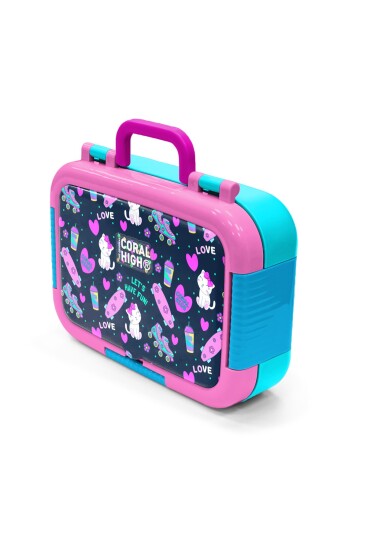 Coral High Kids Lacivert Pembe Kedili Paten Desenli Paslanmaz Çelik Beslenme Kabı 39311 - 4