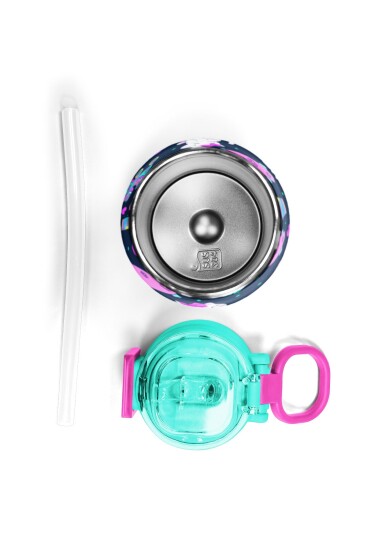 Coral High Kids Lacivert Pembe Kedili Paten Desenli Pipetli ve Direkt İçim Çelik Termos 500 ml 31983 - 7