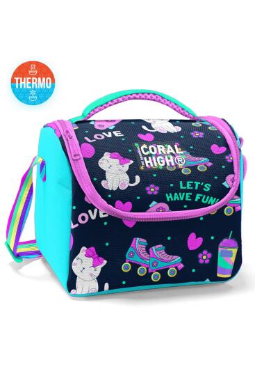 Coral High Kids Lacivert Pembe Kedili Paten Desenli Thermo Beslenme Çantası 11891 - Coral High KIDS
