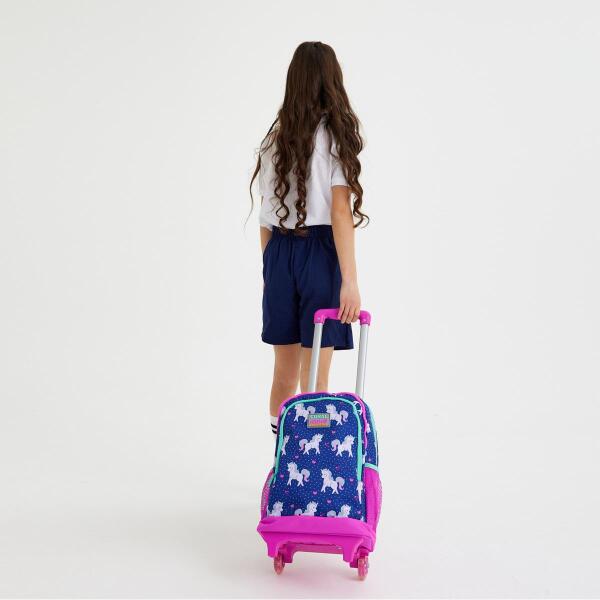 Coral High Kids Lacivert Pembe Unicorn Desenli Çekçekli 3'lü Çanta Seti SET0123366 - 2