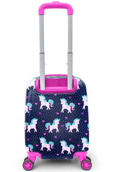 Coral High Kids Lacivert Pembe Unicorn Desenli Çocuk Valizi 16713 - 3