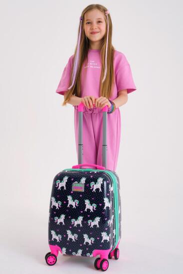 Coral High Kids Lacivert Pembe Unicorn Desenli Çocuk Valizi 16713 - 2